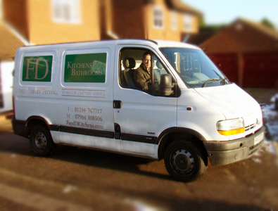 F & D kitchens and bathrooms van